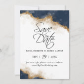 Navy Celestial Save the Date Card (Vorderseite)