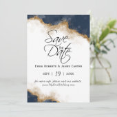 Navy Celestial Save the Date Card (Stehend Vorderseite)