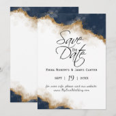 Navy Celestial Save the Date Card (Vorne/Hinten)