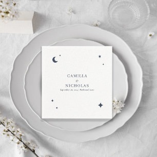 Navy Celestial Star Moon Simple Wedding Serviette