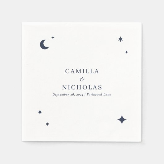 Navy Celestial Star Moon Simple Wedding Serviette (Vorderseite)