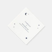 Navy Celestial Star Moon Simple Wedding Serviette (Ecke)