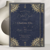 Navy Celestial Sun and Moon Brautparty Brunch Einladung