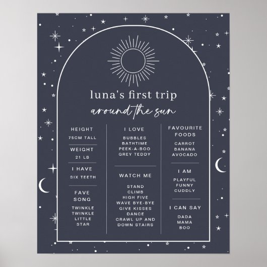 Navy Celestial Sun Arched Milestone Poster (Vorne)