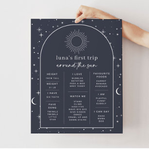 Navy Celestial Sun Arched Milestone Poster
