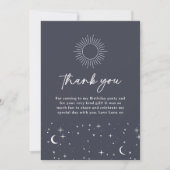 Navy Celestial Sun Danke-Card Einladung (Vorderseite)