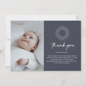 Navy Celestial Sun Foto Danke Karte (Vorderseite)