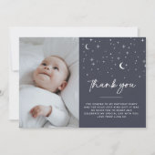 Navy Celestial Sun Foto Danke Karte (Vorderseite)