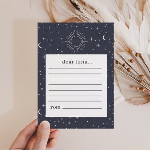 Navy Celestial Sun Time Capsule Note Card Feiertagskarte