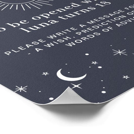 Navy Celestial Sun Time Capsule Poster (Ecke)