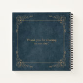 Navy Chalkboard Verziert Tan Wirbel Gästebuch | Notizblock (Rückseite)