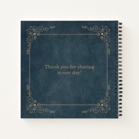 Navy Chalkboard Verziert Tan Wirbel Gästebuch | Notizblock (Rückseite)