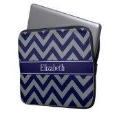 Navy, Charcoal LG Zickzack Navy Blue Name Monogram Laptopschutzhülle (Vorderseite Links)