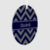 Navy, Charcoal LG Zickzack Navy Blue Name Monogram Ornament (Vorderseite)