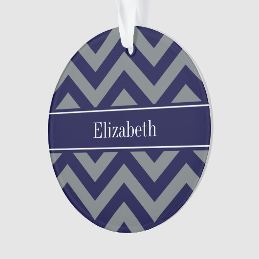Navy, Charcoal LG Zickzack Navy Blue Name Monogram Ornament (Vorderseite)
