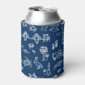Navy Charleston Toile Muster Can Cooler Dosenkühler (Kanne Vorderseite)