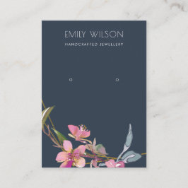 NAVY CHERRY BLOSSOM FLORAL EARRING DISPLAY LOGO VISITENKARTE