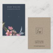 NAVY CHERRY BLOSSOM FLORAL EARRING DISPLAY LOGO VISITENKARTE (Vorne/Hinten)