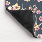 Navy Cherry Blossom Floral Mousepad (Ecke)