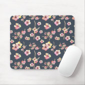 Navy Cherry Blossom Floral Mousepad (Mit Mouse)