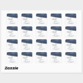Navy chic agate romantisch elegant danke quadratischer aufkleber (Blatt)