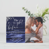 Navy Chic The Night Before Probe Dinner Foto Einladung (Stehend Vorderseite)