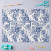 Navy Chinoiserie Blume Gebäude Burg Seidenpapier (Basteln)