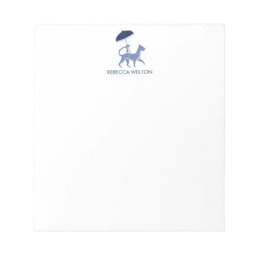 Navy Chinoiserie Cheetah Note Pad Notizblock (Vorderseite)
