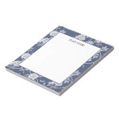 Navy Chinoiserie Floral Personalisiert Notizblock (Rotiert)