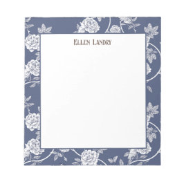 Navy Chinoiserie Floral Personalisiert Notizblock