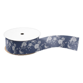 Navy Chinoiserie Floral Ripsband