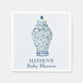 Navy Chinoiserie Ginger Jar Personalisiert Napkin Serviette (Vorderseite)