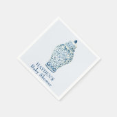 Navy Chinoiserie Ginger Jar Personalisiert Napkin Serviette (Ecke)