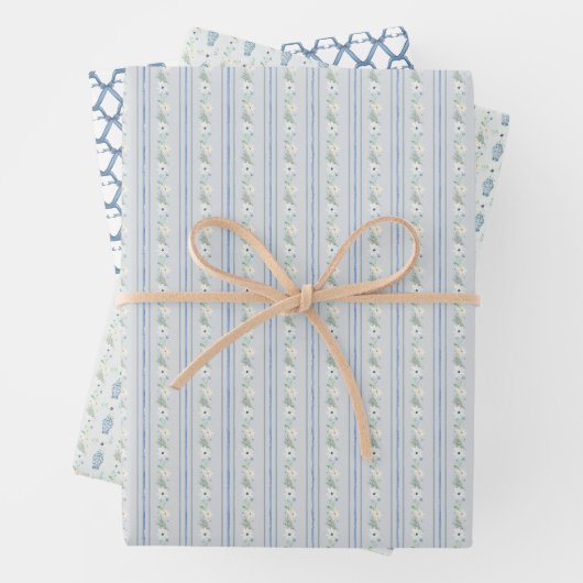 Navy Chinoiserie Preppy Geschenkpapier Set (Beispiel)