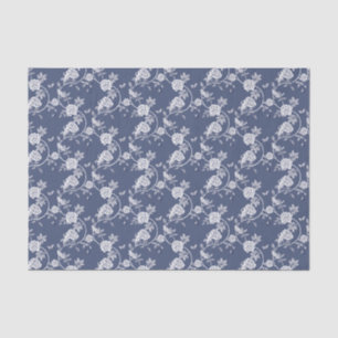 Navy Chinoiserie Rose Muster Seidenpapier
