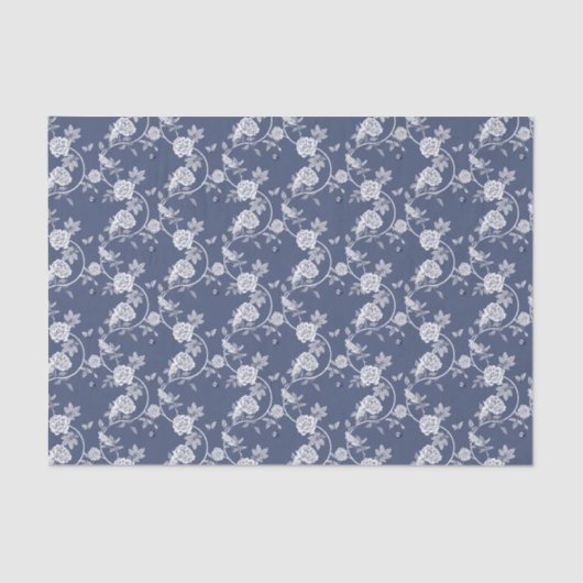 Navy Chinoiserie Rose Muster Seidenpapier (Vorderseite)