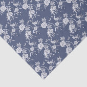 Navy Chinoiserie Rose Muster Seidenpapier (Ausschnitt)