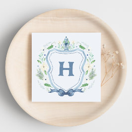 Navy Chinoiserie Wappen Monogram Napkin Serviette