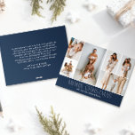 NAVY Christmas Elegant 6 Collage Foto Feiertagskarte<br><div class="desc">Mit dieser Weihnachtskarte mit einem einfachen, minimalen und sauberen Design, die das ganze Jahr über die Highlights Ihrer Familie bietet, teilen Sie sich die Weihnachtskarte. Die Vorderseite besteht aus einer modernen 6-Foto-Collage, gepaart mit dem festlichen Gruß "Frohe Weihnachten" in einem eleganten Serif-Schriftart über eine klassische und schicke Navy Blue, mit...</div>