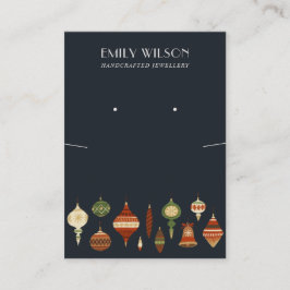 NAVY CHRISTMAS ORNAMENT NECKLACE EARRING DISPLAY VISITENKARTE