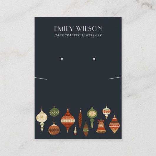 NAVY CHRISTMAS ORNAMENT NECKLACE EARRING DISPLAY VISITENKARTE (Vorderseite)