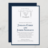 Navy Chuppah Verlasse jüdische Einladung zur Hochz (Vorne/Hinten)