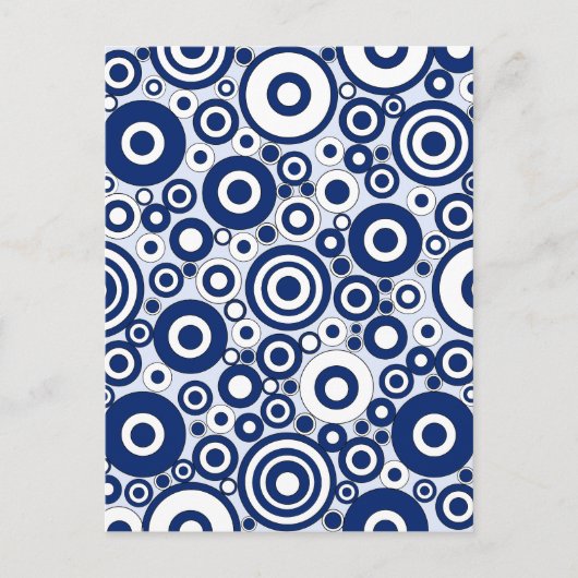 Navy Circles and Dots Postkarte (Vorderseite)