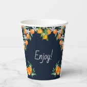 Navy Citrus Liebe im ersten Spritz-Brautparty Pappbecher (Rückseite)