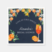 Navy Citrus Liebe im ersten Spritz-Brautparty Serviette (Vorderseite)