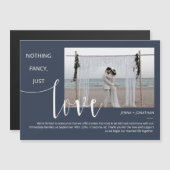 Navy Classic Modern Minimal Script Foto Magnet (Vorne/Hinten)