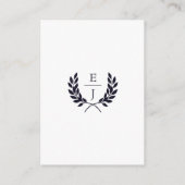 Navy Classic Monogram Wedding Card Begleitkarte (Rückseite)