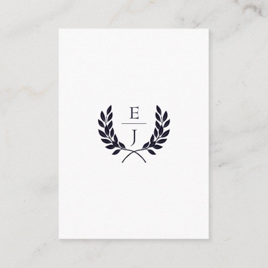 Navy Classic Monogram Wedding Card Begleitkarte (Rückseite)