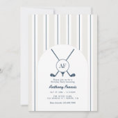 Navy & Cloud Dancer Monogram Preppy Golf Geburtsta Einladung (Vorderseite)