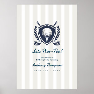 Navy & Cloud Dancer Vornehme Golf-Geburtstagsbegrü Poster